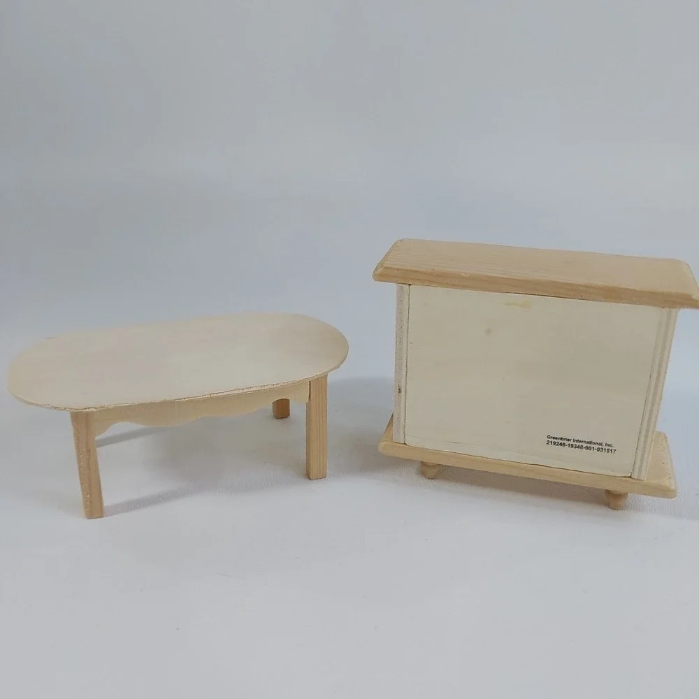 Doll House Furniture Greenbrier Dresser And Table Natural Wood unfinished‎